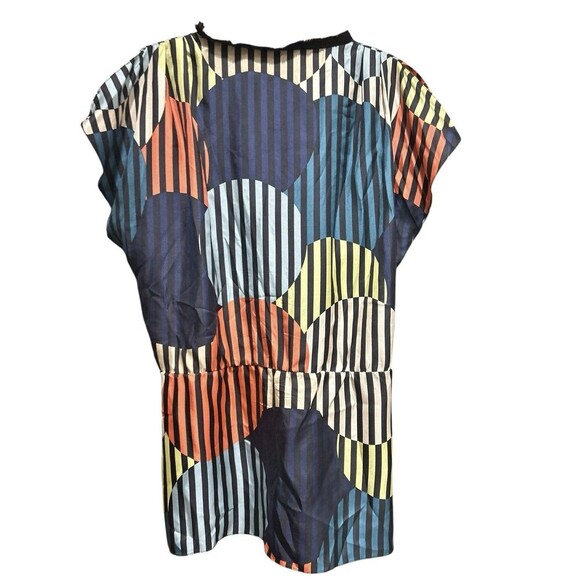 Diane Von Furstenburg Blouse Faux Wrap Silk Striped Multicolor Size 8 Career - Picture 3 of 7